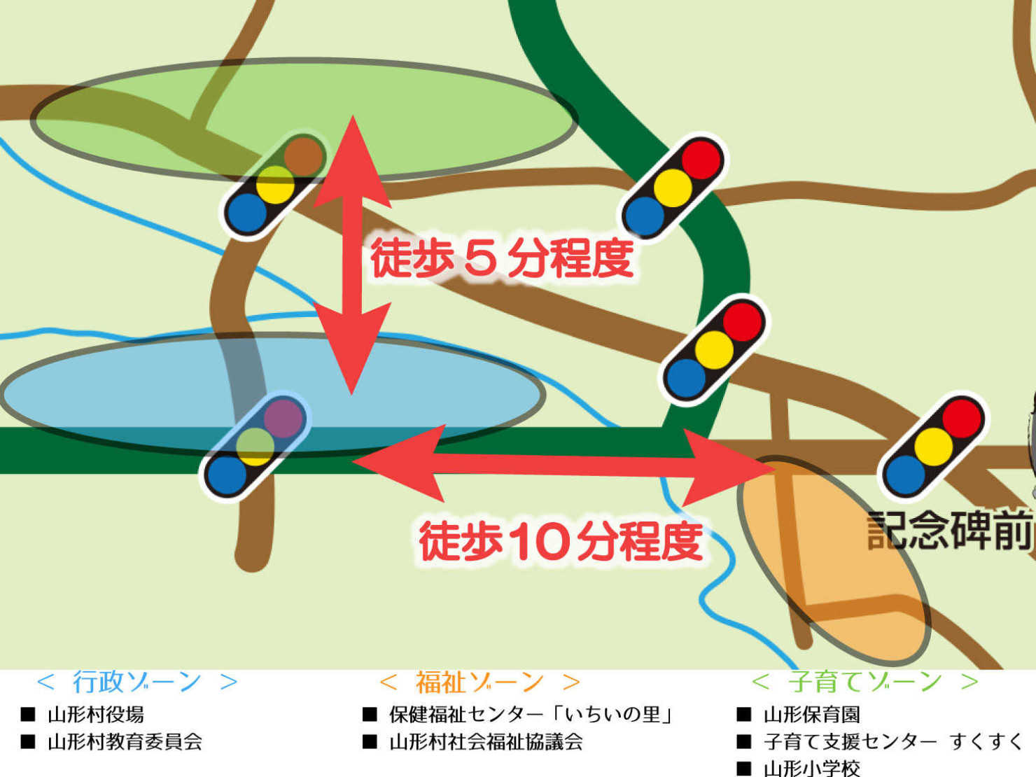 山形村は3つのゾーンに分かれた徒歩15分圏内の村