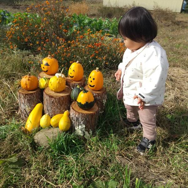 大好物のかぼちゃとパシャリ